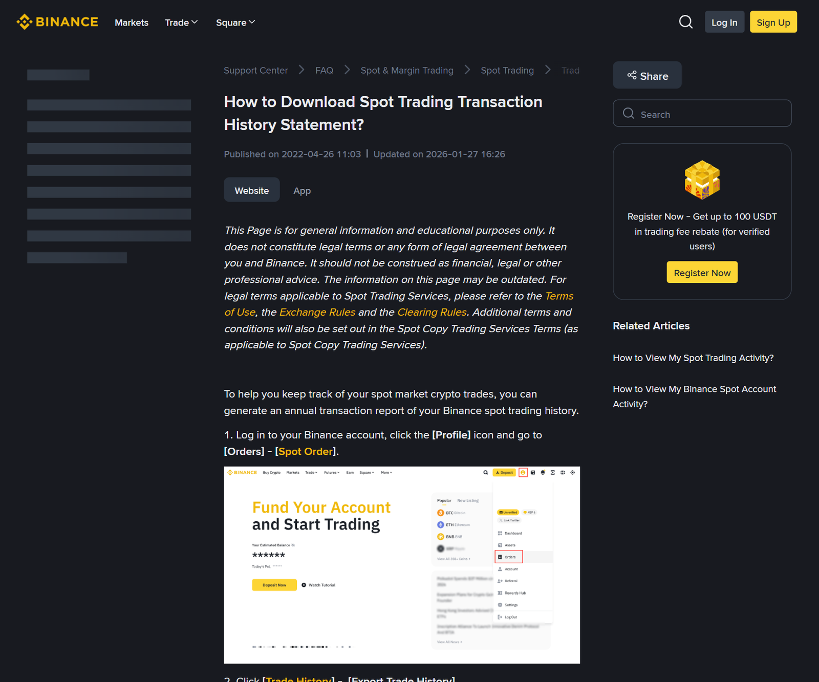 How to export from Binance