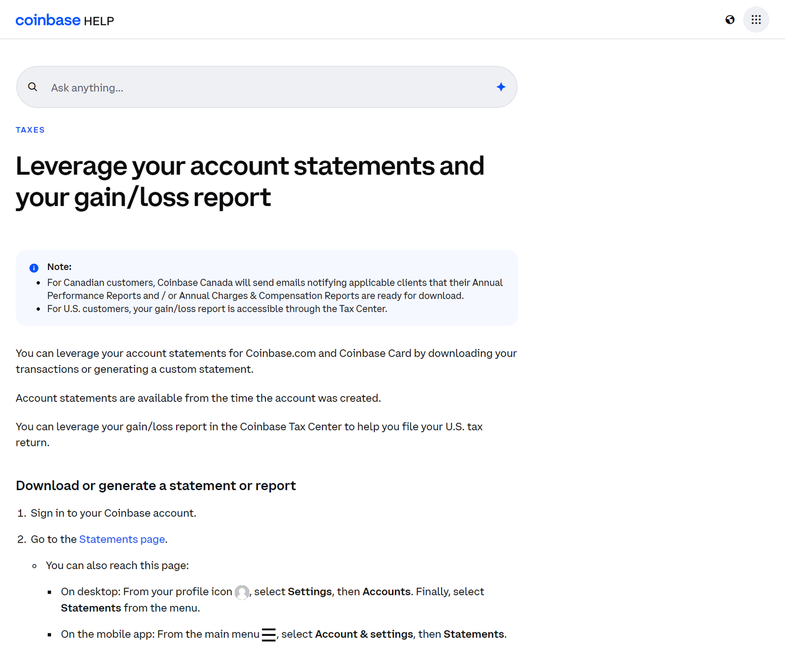 How to export from Coinbase