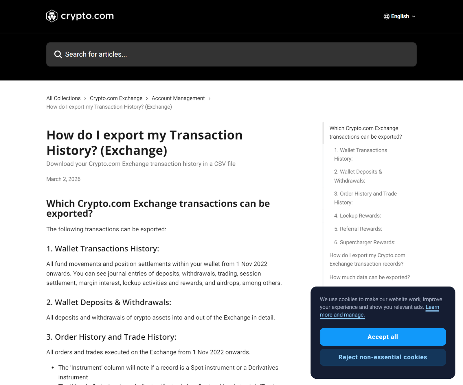 How to export from Crypto.com