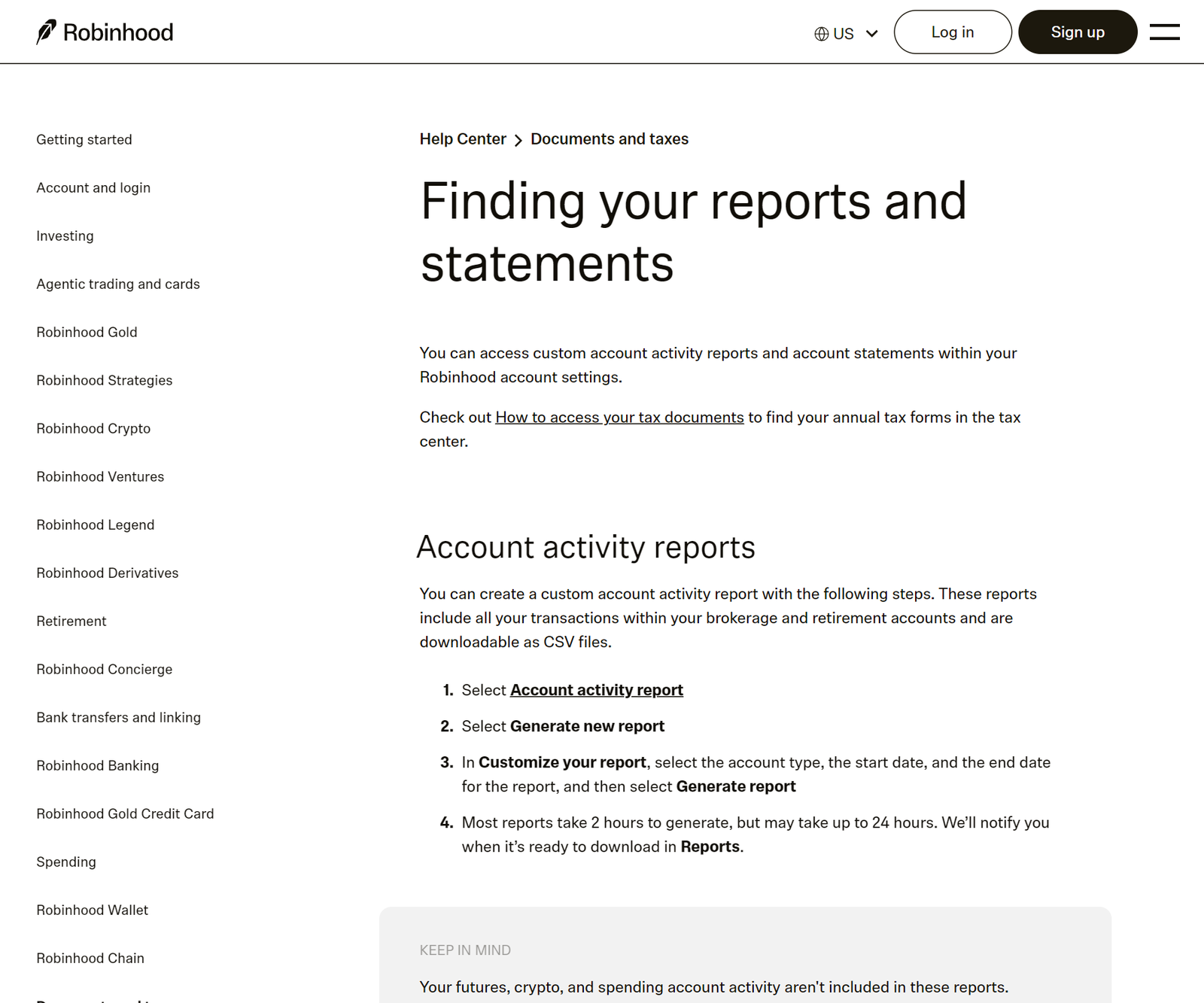 How to export from Robinhood